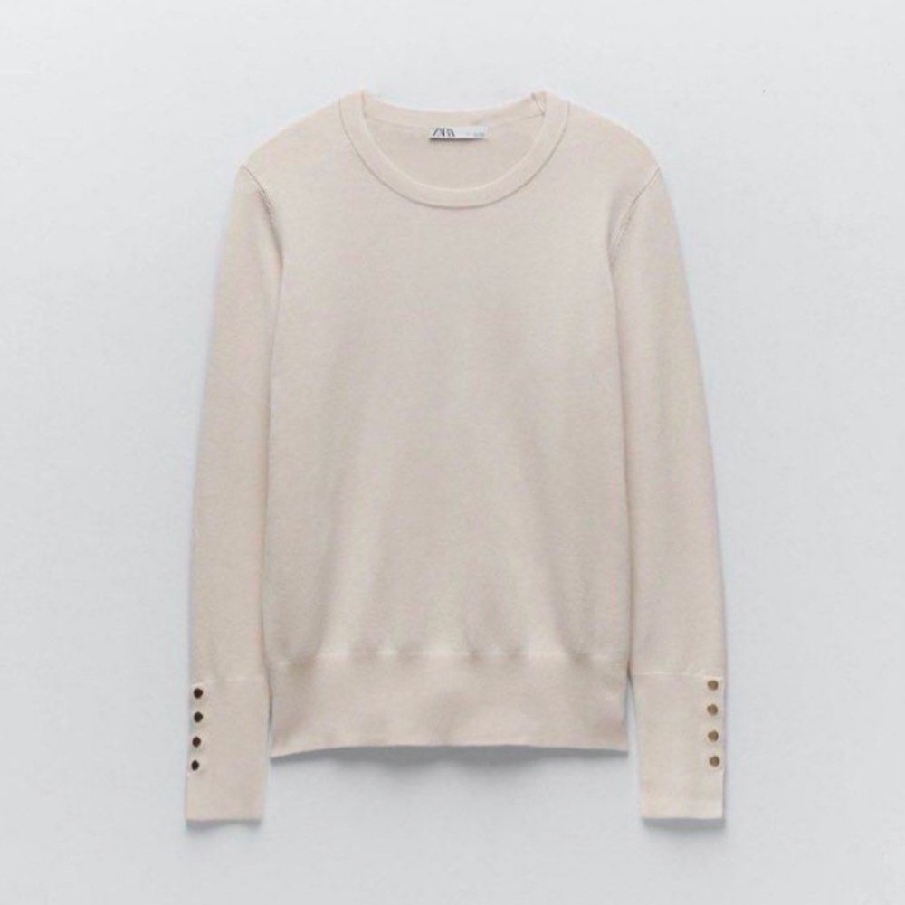 NWOT Zara Cream Basic Knit Sweater